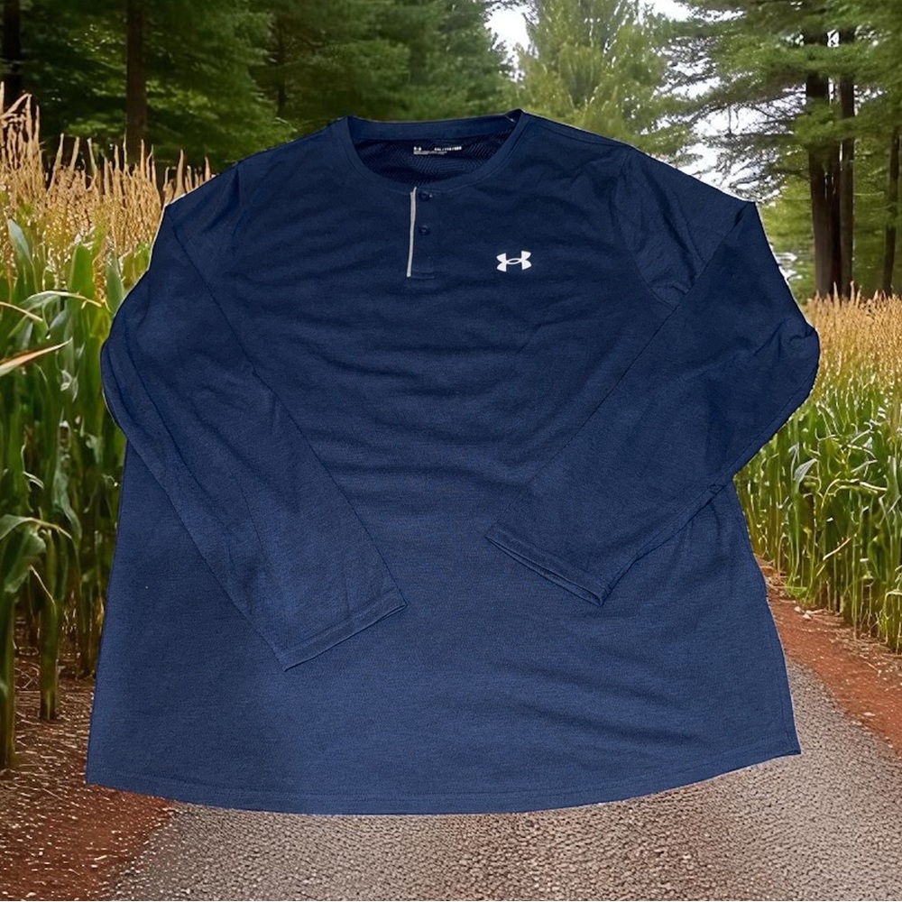 Under Armour Men's Navy Henley Long Sleeve Shirt XXL NWT